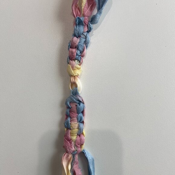 Beachy, Boho, Silk Fabric Wrap Bracelet w/ Shell, Logan Tay, Castaway Lolli, New - Picture 6 of 7